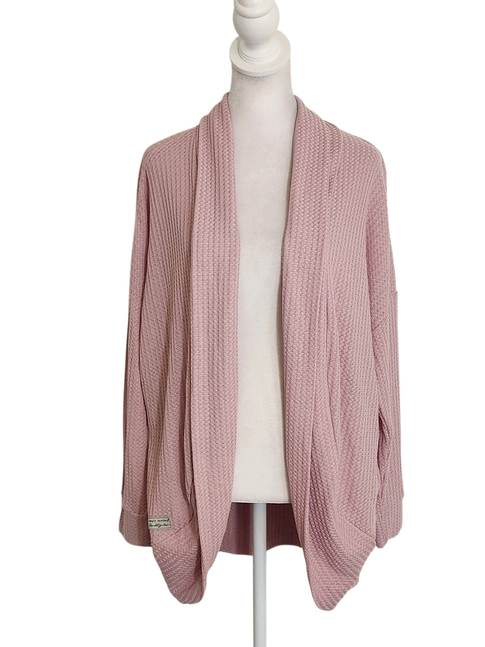 Simply Southern Pink Waffle Knit Open Cardigan Size Medium